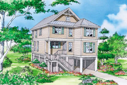 Coastal House Plan #2865-00363 Elevation Photo