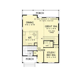 Main Floor w/ Basement Stair Location for House Plan #2865-00363