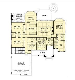 Main Floor w/ Basement Stair Location for House Plan #2865-00364