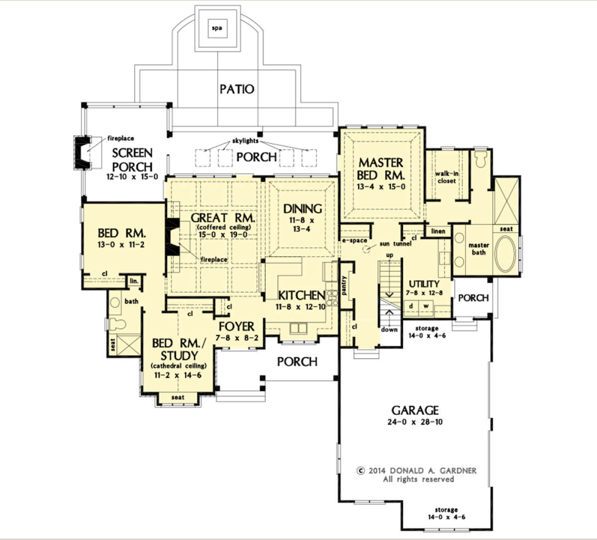 Main Floor w/ Basement Stair Location for House Plan #2865-00365