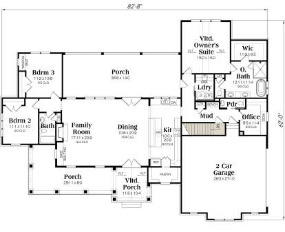 Main Floor w/ Basement Stair Location for House Plan #009-00325