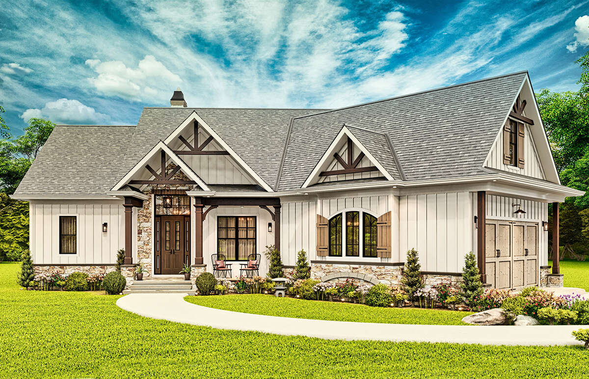One-Story Home Plans | Sater Design Collection, image size:1200x772