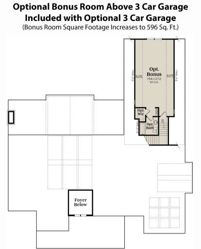 Optional Second Floor over 3 Car Garage for House Plan #009-00326