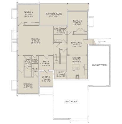 Walkout Basement for House Plan #6422-00057
