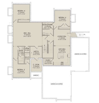 In Ground Basement for House Plan #6422-00057