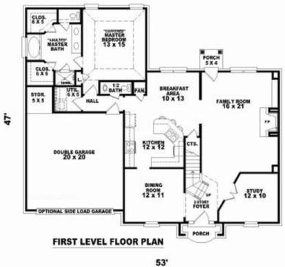 Floorplan 1 for House Plan #053-00441