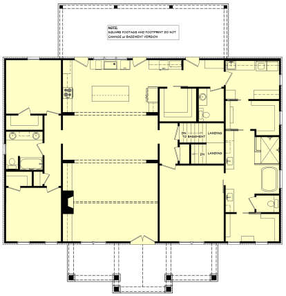 Main Floor w/ Basement Stairs Location for House Plan #041-00324