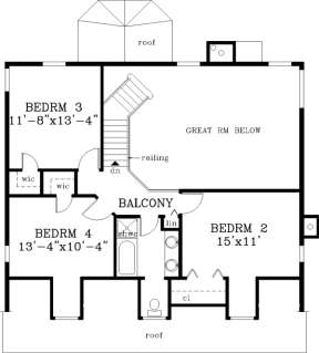 Upper Floor for House Plan #033-00066