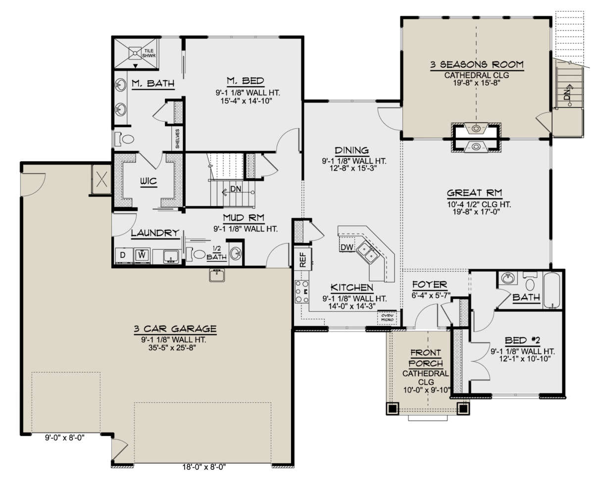 Craftsman Plan: 1,819 Square Feet, 2-3 Bedrooms, 2.5 Bathrooms - 5032-00217