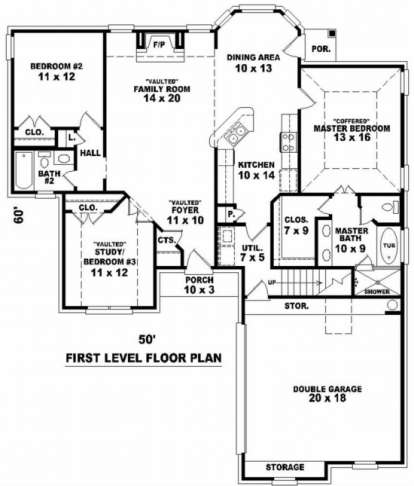 Floorplan 1 for House Plan #053-00445