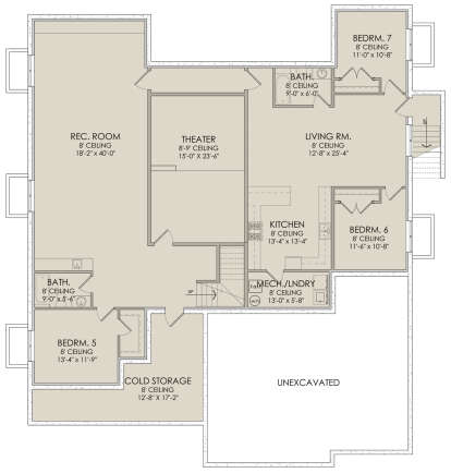 In Ground Basement for House Plan #6422-00074