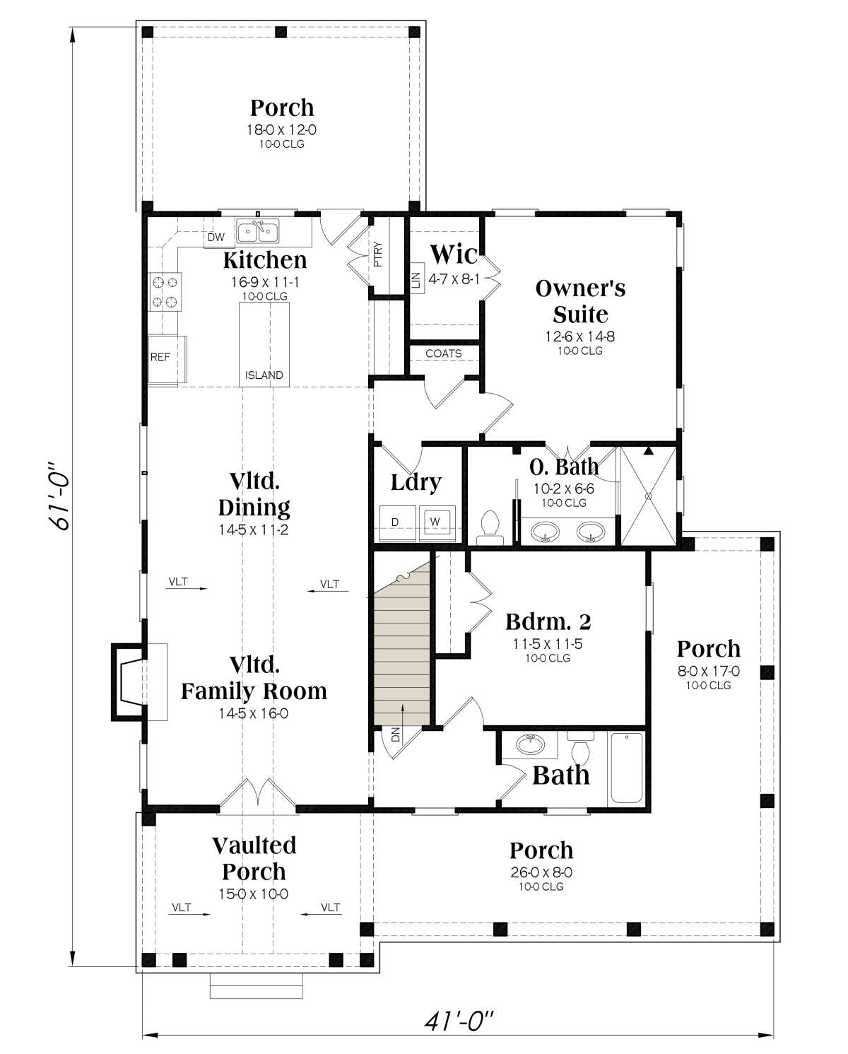 Main Floor w/ Basement Stair Location for House Plan #009-00331