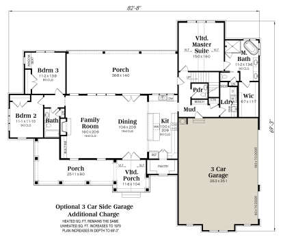 Main Floor w/ Optional 3 Car Garage for House Plan #009-00332