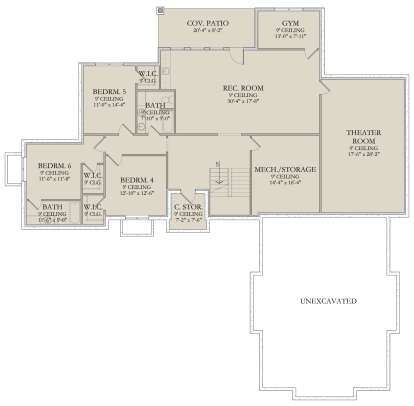 In Ground Basement for House Plan #6422-00077