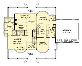 Main Floor w/ Basement Stair Location for House Plan #2865-00366