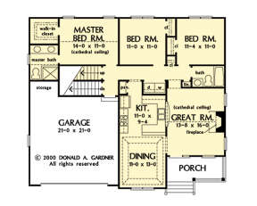 Main Floor w/ Basement Stair Location for House Plan #2865-00367