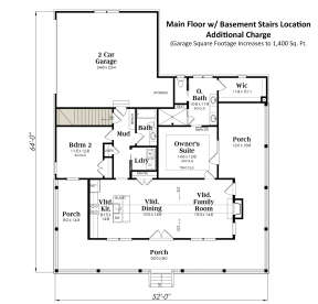 Main Floor w/ Basement Stair Location for House Plan #009-00334
