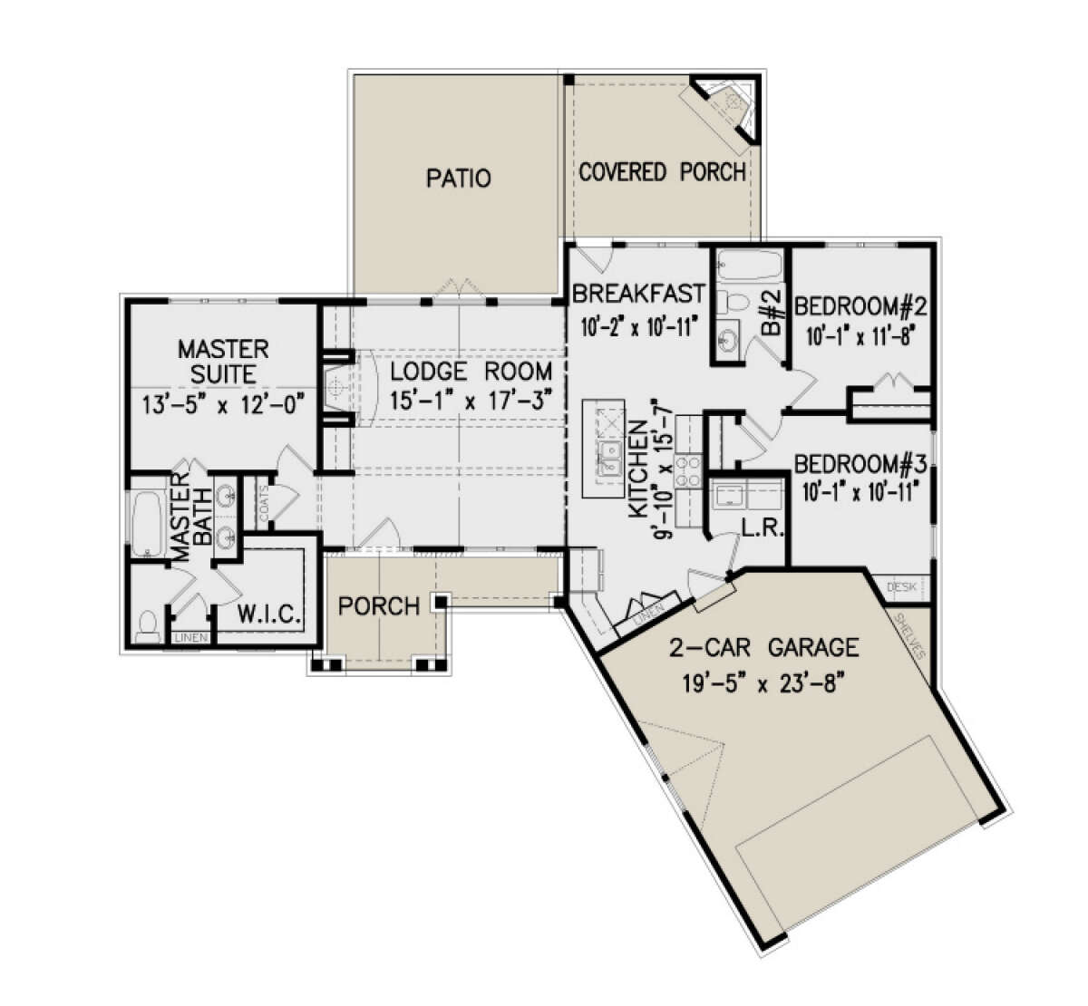 Craftsman Plan - 1,338 Square Feet, 3 Bedrooms, 2 Bathrooms | Floor ...