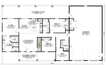 Main Floor w/ Basement Stairs Location for House Plan #5032-00227