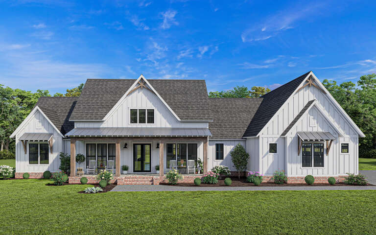 00092 Modern Farmhouse Plan - 3,346 Square Feet, 4-5 Bedrooms, 4 Bathrooms ...