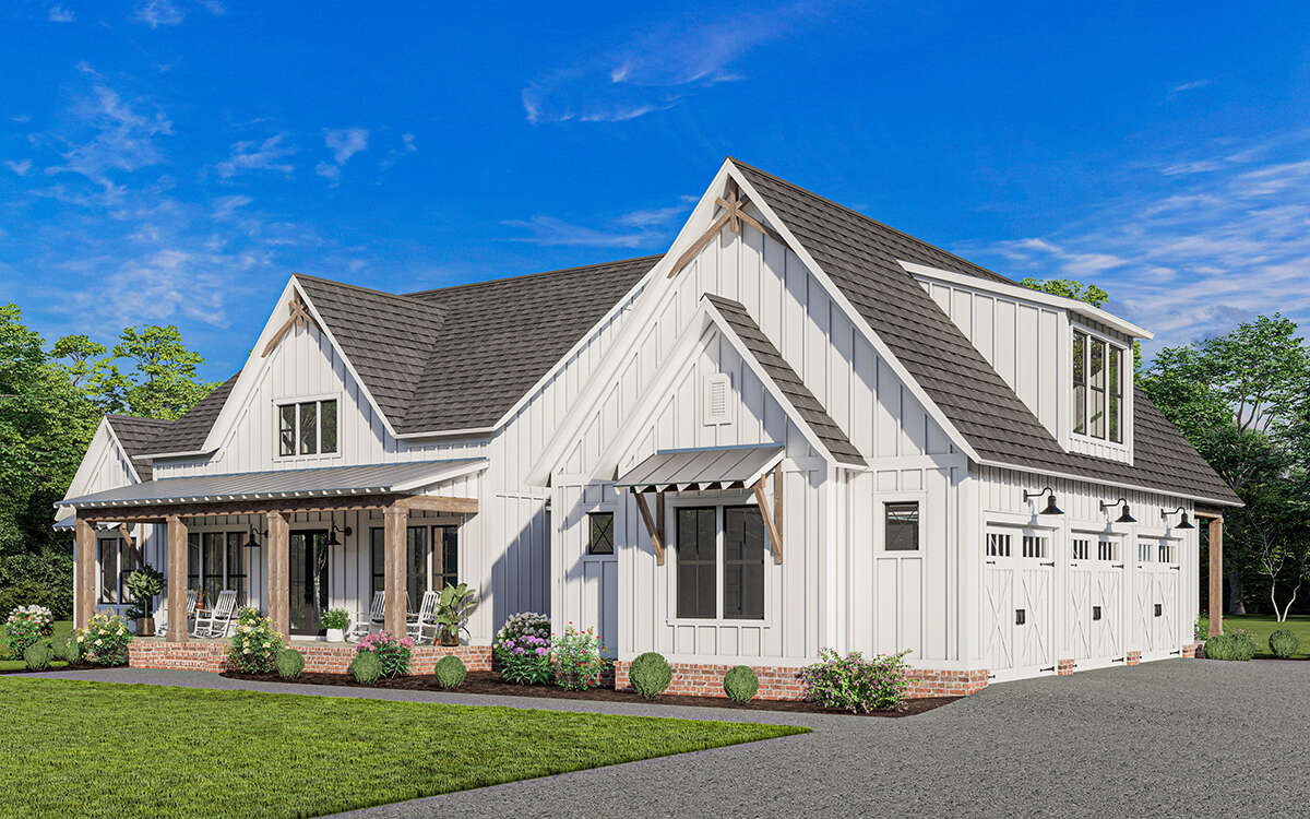 00092 Modern Farmhouse Plan: 3,346 Square Feet, 4-5 Bedrooms, 4 Bathrooms ...