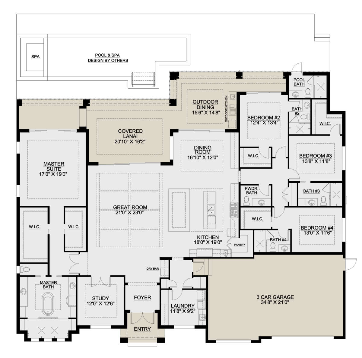 Coastal Plan - 3,818 Square Feet, 4 Bedrooms, 5.5 Bathrooms | Floor ...