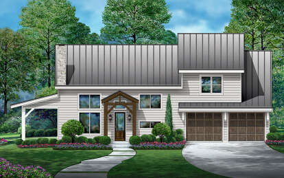 Modern Farmhouse House Plan #5445-00489 Elevation Photo