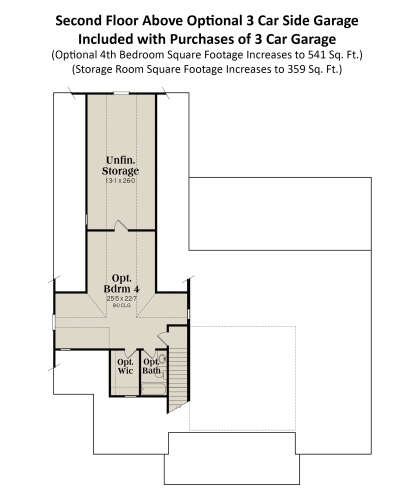 Optional Second Floor over 3 Car Garage for House Plan #009-00338