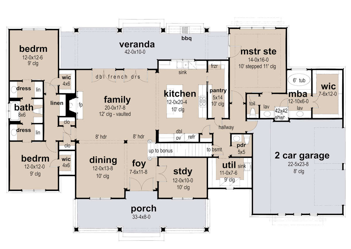 Craftsman Plan: 2,510 Square Feet, 3 Bedrooms, 2.5 Bathrooms - 9401-00118