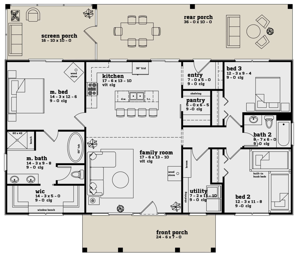 Modern Farmhouse Plan: 1,497 Square Feet, 3 Bedrooms, 2 Bathrooms ...