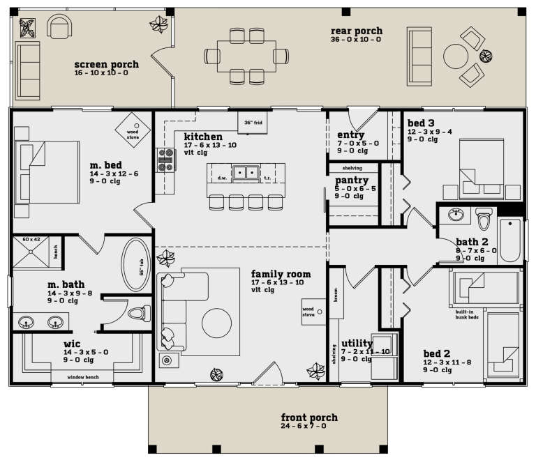 Bayesian Floop Plan Layout Modern Farmhouse Plan: 1,497 Square Feet, 3 Bedrooms, 2 Bathrooms ...