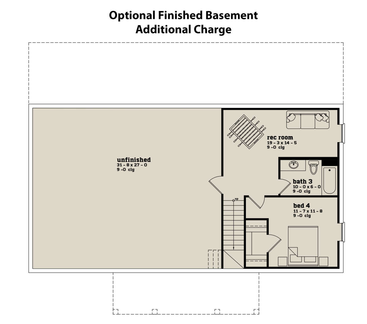 Optional Finished Basement for House Plan #7174-00008