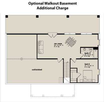 Walkout Basement Option for House Plan #7174-00008