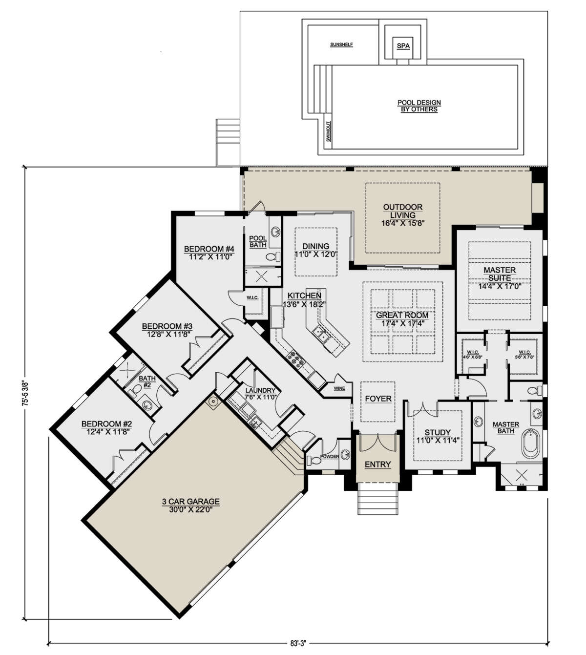 Coastal Plan - 2,744 Square Feet, 4 Bedrooms, 3.5 Bathrooms | Floor ...