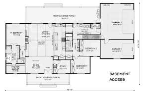 Main Floor w/ Basement Stair Location for House Plan #3125-00031