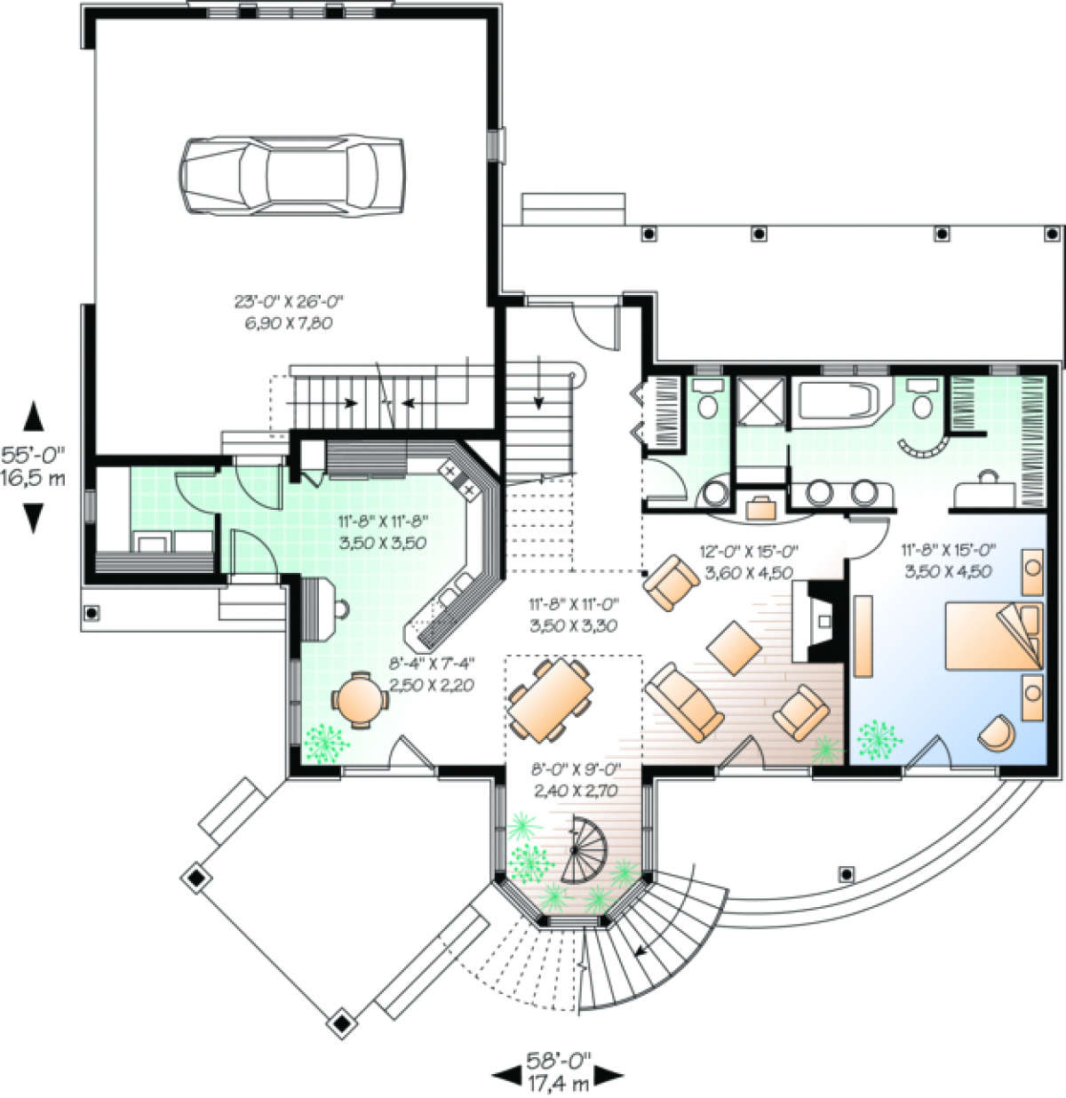 First Floor for House Plan #034-00030