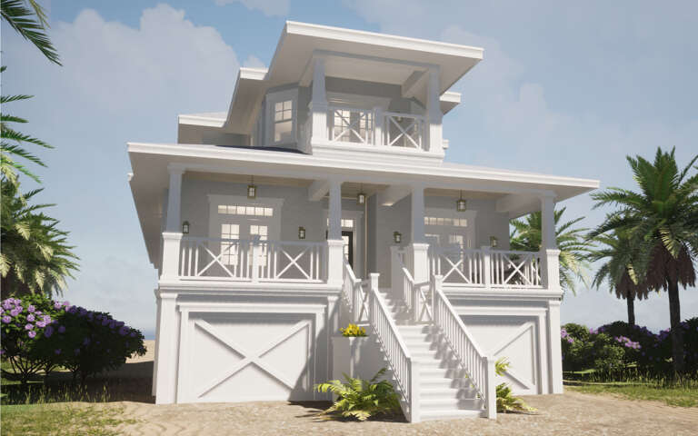 Coastal House Plan #028-00179 Elevation Photo