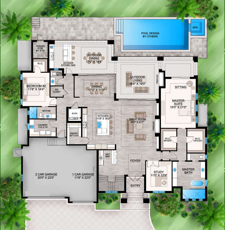 Coastal Plan - 4,430 Square Feet, 4 Bedrooms, 4.5 Bathrooms | Floor ...