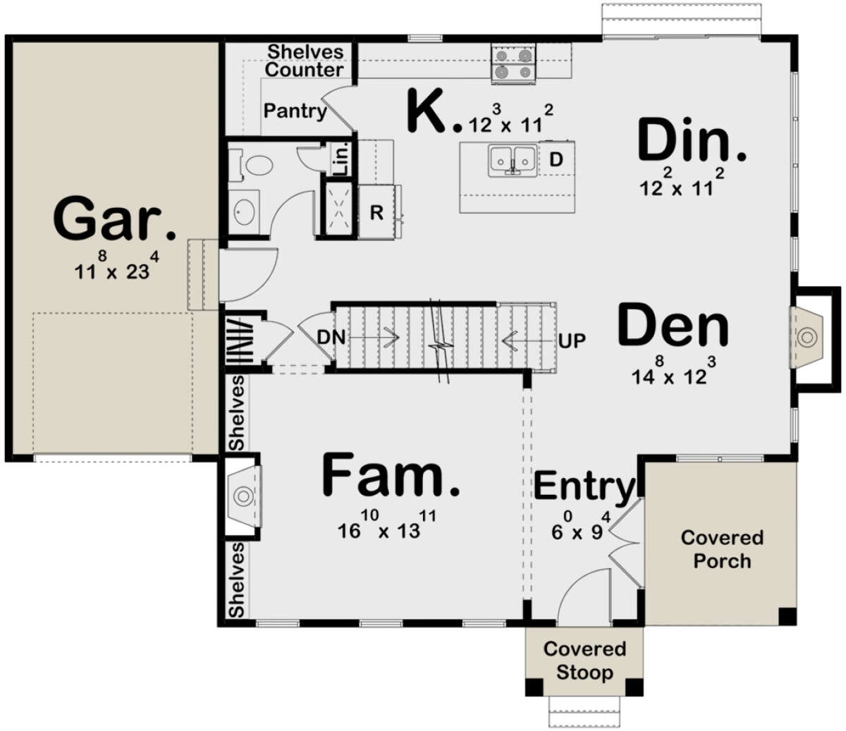 Traditional Plan: 1,961 Square Feet, 3 Bedrooms, 2.5 Bathrooms - 963-00755