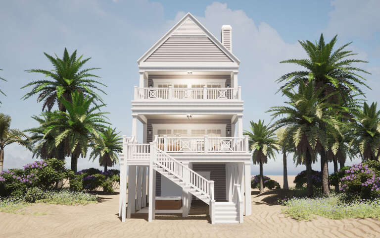 Coastal House Plan #028-00181 Elevation Photo