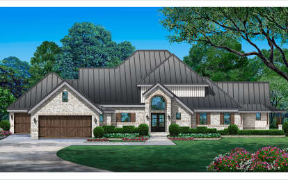 European House Plan #5445-00501 Elevation Photo