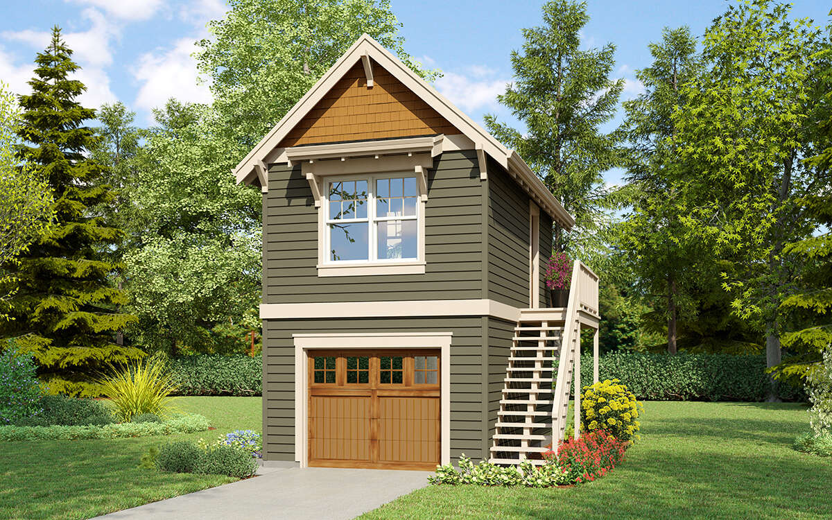 Cottage 1 Car Garage Plan - 672 Square Feet, 1 Bedroom, 1 Bathroom ...