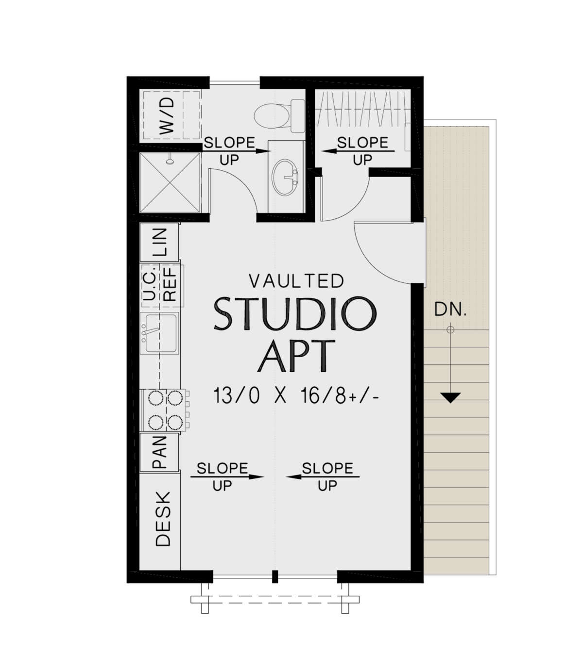 Cottage 1 Car Garage Plan - 672 Square Feet, 1 Bedroom, 1 Bathroom ...