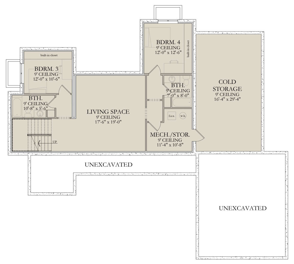In Ground Basement for House Plan #6422-00087
