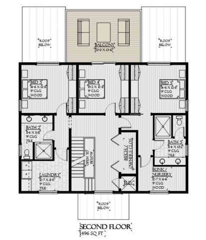 Second Floor for House Plan #1637-00155
