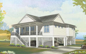 Coastal House Plan #1637-00164 Elevation Photo