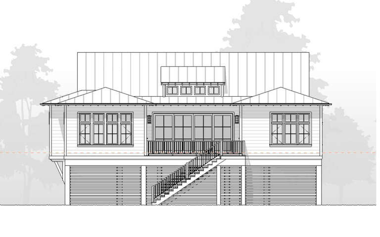 Coastal House Plan #1637-00164 Elevation Photo