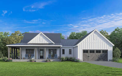 Modern Farmhouse House Plan #009-00345 Elevation Photo