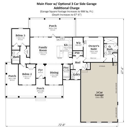 Main Floor w/ 3-Car Garage Option for House Plan #009-00345