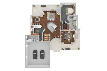 Overhead First Floor for House Plan #035-01056